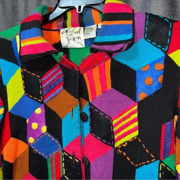 Michael Simon Multicolor Geometric Blazer Rare Pattern/ cottagecore cozy